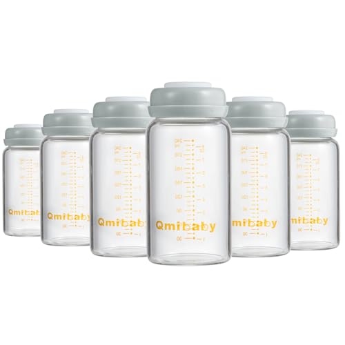 Breast Milk Storage Bottles 240ml 8oz BPA-Free Leak-Proof Baby Bottle for Breastmilk Storage Wide Neck Bottles with Screw Ring Sealing Disk Breastfeeding (Grey, 240ml-6Packs) - color: Grey, size: 240ml-6Packs