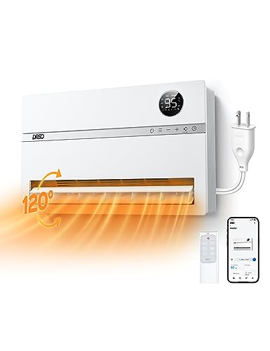 DREO Wall-Mounted Heater, Smart Space Heater for Bedroom with DREO FortPlug Overheat Protection, 120° Vertical Oscillation, Thermostat, 24H Timer, 1500W Electric Heater for Indoor - color: White, style: FortPlug