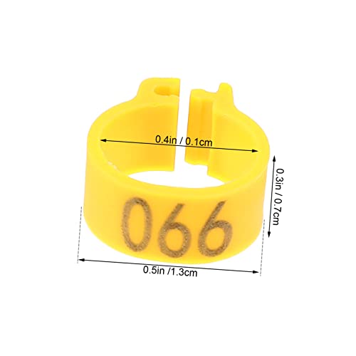 Mipcase 100 Pcs 10mm Numbered Pigeon Foot Rings Sturdy Plastic Bird Leg Bands for Identification for Pigeon Supplies and Bird Owners - color: Yellow