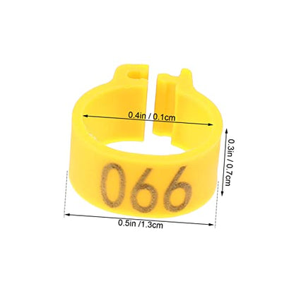 Mipcase 100 Pcs 10mm Numbered Pigeon Foot Rings Sturdy Plastic Bird Leg Bands for Identification for Pigeon Supplies and Bird Owners - color: Yellow