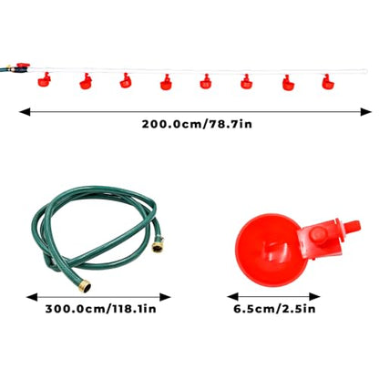 Chicken Coop Accessories – Complete Automatic PVC Pipe Watering System Kit with Hole Opener, Hoses, Valves & Red Drinking Cups for Chickens, Quail, Ducks, Geese & Other Poultry
