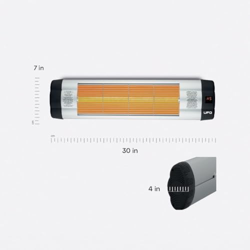 UFO UK-15 Electric Infrared Heater, Medium Wave Quartz Infrared Heating, Wall Mounted Heater with Remote Control, 5 Heat Levels, 1500W Indoor Space Heater, Silver (3-Pack)