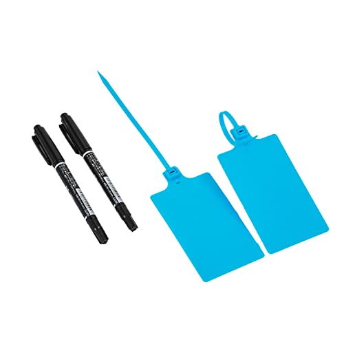 Tenshun 200 Pieces Plastic Tags Waterproof Label Tags Hanging Storage Tags Equipment Tags Seal Tags Plastic Seals Shipping Tags Logistics Use with Four Permanent Marker Pens - color: Blue, size: 200 PCS