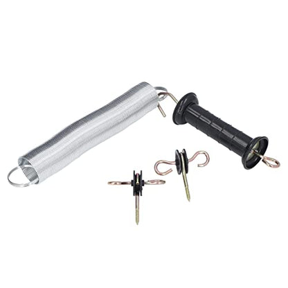 Electric Fence Gate Kit with Spring Handle and Insulated Nails, 5 - Meter Galvanized PP Iron Gate Accessory for Livestock Electric Fence Systems
