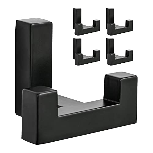 5 Pack Heavy Duty Double Claw Coat Hook Wall Mount with Screw Retro Double Coat Hook Utility Hook for Coats, Scarves, Bags, Towels, Keys, Hats, Mugs, Hats (Black) - color: Black