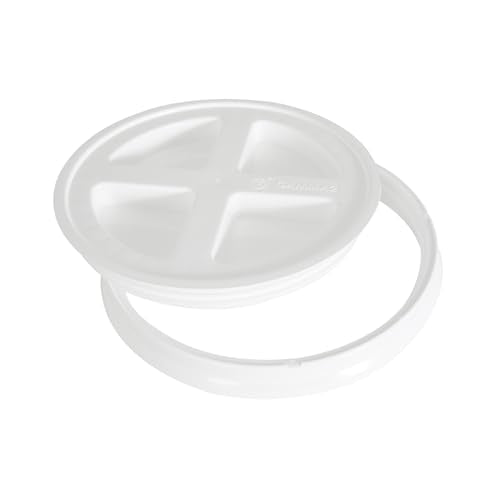Gamma2 Seal Bucket Lid Food Grade Pet Food Storage Container Twist Lock Lid, 10" Diameter Fits Most 2 Gallon Buckets, White, Made in USA