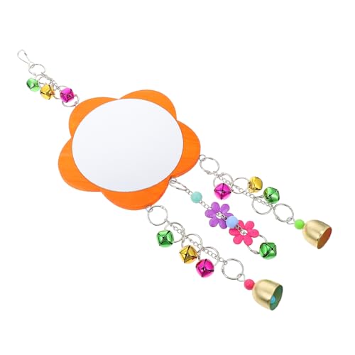 YARNOW 1pc Bird Mirror with Bells Hanging Toy for Chickens and Parrots Fun Pet Cage Accessory for Farm Garden and Home Use