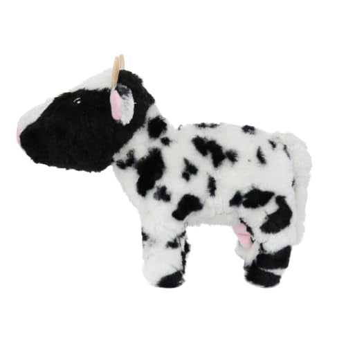 MIGHTY Tuffy Cow Ultra Durable Plush Dog Toy | Multiple Layers & Reinforced Seams , Washable and Floats , Mighty® Construction - color: Large Black White Cow
