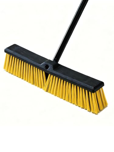 Push Broom for Outdoor - 18" Heavy Duty Broom with 63" Long Handle Outdoor Broom for Deck,Driveway,Garage,Yard,Deck,Patio,Warehouse,Concrete