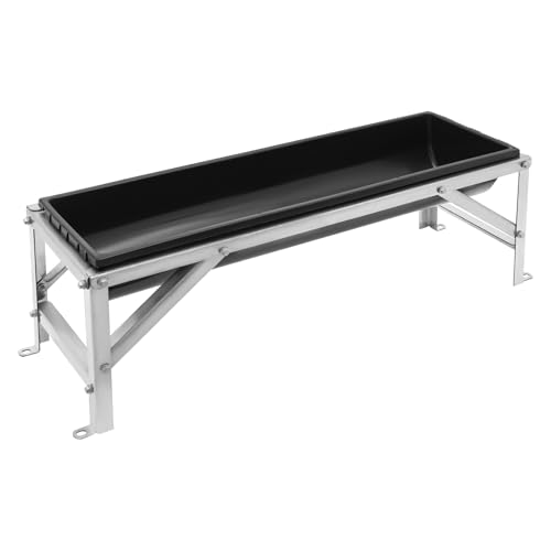 Goat Hay Feeder, 40'' Livestock Feeding Trough, 9 Gallon Large Capacity Horse Water Trough, Heavy Duty Sheep Hog Pig Feeder Trough for Deer Cattle Horse Sheep Hog Farm Sheds Pen(Black) - color: Black