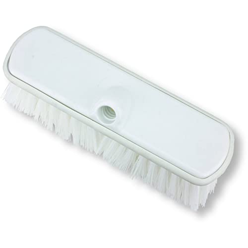 SPARTA Flo-Thru Heavy-Duty Deck Scrub Brush Nylon Bristled, Boat and Floor Scrub Broom with Protective Bumper for Floors and Large Equipment, Plastic, 9.5 Inches, White - color: White