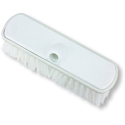 SPARTA Flo-Thru Heavy-Duty Deck Scrub Brush Nylon Bristled, Boat and Floor Scrub Broom with Protective Bumper for Floors and Large Equipment, Plastic, 9.5 Inches, White - color: White
