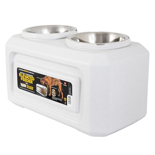 Gamma2 Vittles Vault 2-in-1 Elevated Dog Bowls and Dog Food Container, Up To 50 Pounds Dry Pet Food Storage, Made in USA