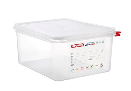 Araven Airtight Container, Food Pan with Lid for Storage in Kitchen and Restaurant, 1/2 GN 6" Deep, 1 Count, Clear