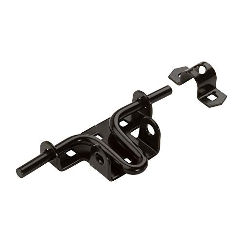 National Hardware N165-506 Sliding Bolt Gate Latch - Heavy Duty Steel Door and Fence Gate Hardware with WeatherGuard Protection - Black Finish - Padlock Compatible