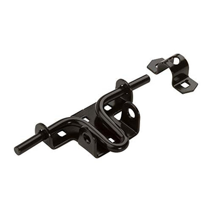 National Hardware N165-506 Sliding Bolt Gate Latch - Heavy Duty Steel Door and Fence Gate Hardware with WeatherGuard Protection - Black Finish - Padlock Compatible