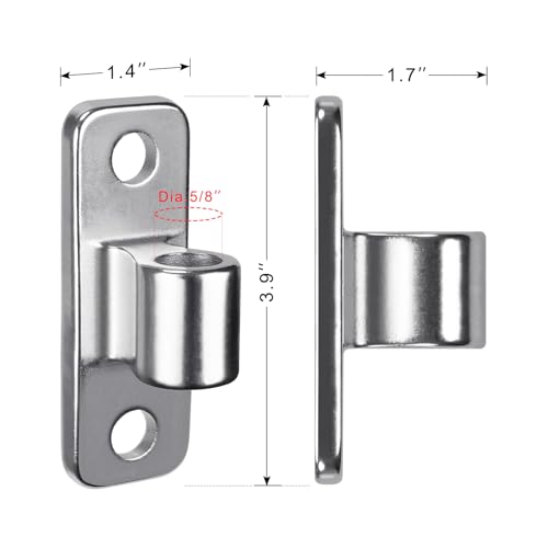 Insaga Heavy Duty 304 Stainless Steel Gate Hinges 2 Pcs, Wall Mount Hardware with 5/8" Pin, One-Piece Cast Hinge for Farm, Fence, Chain Link, Wooden & Metal Gates - color: Silver-SS-Hole-2Pcs