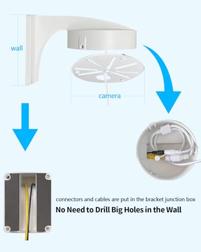 OOSSXX Universal CCTV Security Camera Mount Wall Mount Bracket for Surveillance House Indoor Bullet Dome IP Camera Holder Outdoor Junction Box Cable Pole Mounting Arm Outdoor Video Surveillance - size: Pole Bracket for Bullet/Dome