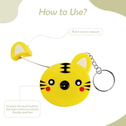 4 Pack Retractable Tape Measure + 2 Pack Soft Body Measuring Tape for Body Measurements(60-Inch), Cartoon Animal Body Measuring Tapes with Keyring for Cloth Body Tailor Sewing Craft Measuring Tools
