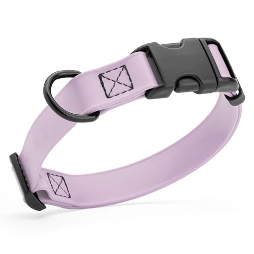 Dogline Biothane Waterproof Dog Collar with Quick Release Buckle Strong Coated Nylon Webbing with Odor- Proof for Easy Care Easy to Clean Fits Small Medium Large Dogs, Lavender 1" W 15-23" L - color: Pastel Purple, size: 1"W by 15-25"L