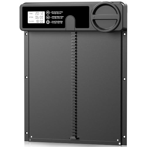 Automatic Chicken Coop Door - Reinforced Gear Drive System, Large Automatic Chicken Door with Timer & Manual Mode, Battery Powered Chicken Coop Door | Aluminum Alloy | Anti-Pinch | External Gear Track
