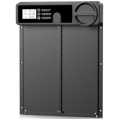 Automatic Chicken Coop Door - Reinforced Gear Drive System, Large Automatic Chicken Door with Timer & Manual Mode, Battery Powered Chicken Coop Door | Aluminum Alloy | Anti-Pinch | External Gear Track