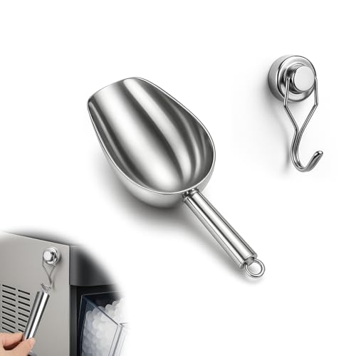 Stainless Steel Ice Scoop for Freezer with Magnetic Hook - Ice Scoop for GE Profile Opal 2.0 Nugget Ice Maker, for Kitchen Bar Party Accessories (3OZ-Silver) - color: Silver, size: 3oz