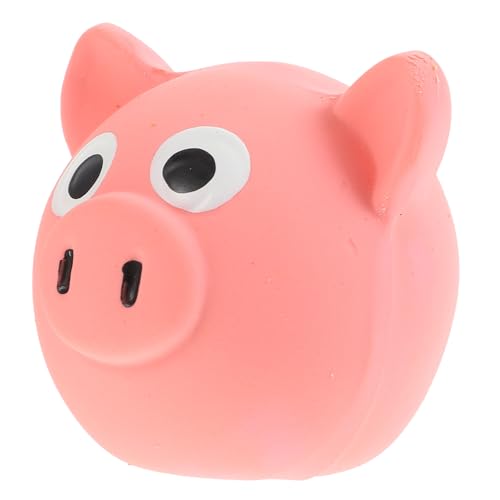 BESTonZON Squeaky Pig Head Dog Interactive Chew Sturdy Latex Puppy Play for Large Dogs Pink Pet for Biting and Dental Health