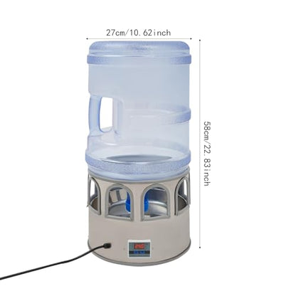 Chicken Water Heater, 5Gal Poultry Heated Chicken Waterer with Adjustable Thermostat, 80W Anti-Freeze Drinking Heater for Hens Ducks Birds, 9-Window Outdoor Heated Waterer for Winter Coop Pets