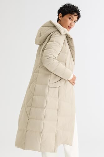 Orolay Women's Long Maxi Down Coat with Hood - 700 Fill Power RDS Certified Winter Puffer Jacket - color: Beige, size: Large