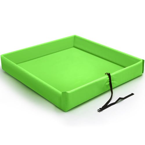 Wettarn Folding Duck Pond 3' x 3' Portable Spill Containment Berm Wall Containment Berm (Green) - color: Green, size: 3*3ft