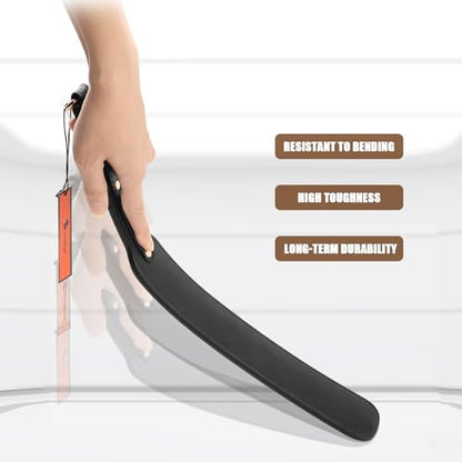 14 inch Faux Leather Paddle,Riding Crop for Horse Training, Stainless Steel Handle - color: Black