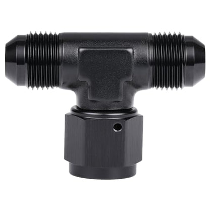 8AN Male Flare Tee T Fitting Adapter with AN8 Female Swivel On Side Aluminum Black - size: 8AN