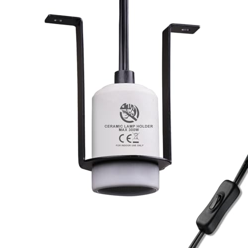 Reptile Ceramic Heat Lamp Holder Heat Light Heater for Terrariums and Vivariums, Lizard Heat Lamp Bracket Light Fixture (Cord 150cm, Max 300W) - color: Ceramic Holder 1pack, size: Ceramic Holder 1Pack