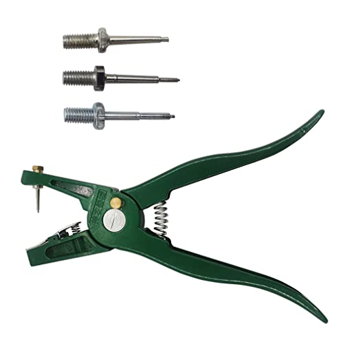 Animal Livestock Ear Tag Applicator Ear Tagging Tool Ear Tag Pliers Cattle Ear Tagger with 3 Spare Pins for Installing Pigs Cattle Cow Goat Sheep Ear Tags (Green Applicator)