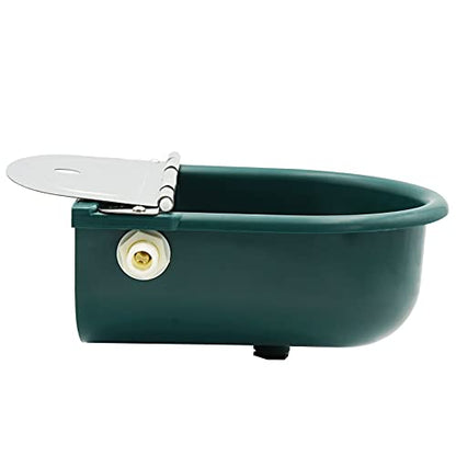 MINYULUA Automatic Waterer Bowl Large Horse Waterer with Float Valve | Automatic Water Feeder Dispenser Bowl, with Drain Plug, Plastic Material, Widely Used, Easy to Clean, Easy to Install, Green - color: dark green