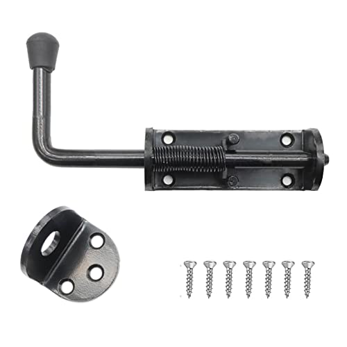 Black 2 Packs 8.5 Inch Heavy Duty Spring Loaded Latch Pin, Sliding Barrel Bolt Door Lock for Chests/Cabinets/Utility Trailer Gate, 2mm Thickened Interior and Outdoor Latch - size: 8.5