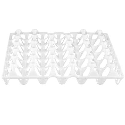 SINJEUN 15 Pack Plastic Egg Tray, 30 Cells Plastic Egg Flats, Stackable Egg Crates Holder for Storing, Sorting, and Shipping Eggs, White
