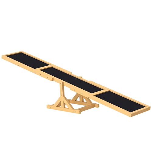 PawHut Wooden Dog Agility Seesaw for Training and Exercise, Platform Equipment Run Game Toy, Weather Resistant Pet Supplies, 71" L x 12" W x 12" H, Yellow - color: Yellow, size: 70.75" x 11.75" x 11.75"