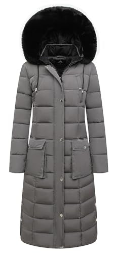 MOERDENG Women's Waterproof Long Winter Coat Thickened Down Alternative Jacket Warm Puffer Jacket Parka - color: Darkgrey, size: Small