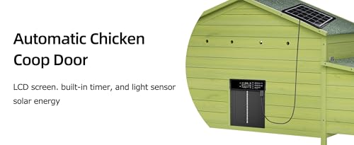 70-Inch Solar-Powered Auto Chicken Coop Weatherproof with 2 Nest Boxes, Pull-Out Tray, Remote Control