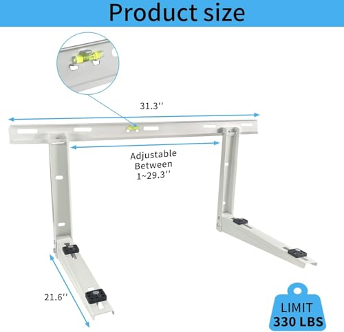 Homydom Heavy Duty Outdoor Wall Mounting Bracket for Ductless Mini Split AC & Heat Pump | Universal Condenser Stand Fits 9000-36000 BTU | Anti-Vibration Rubber Mounts, Supports Up to 330 Lbs
