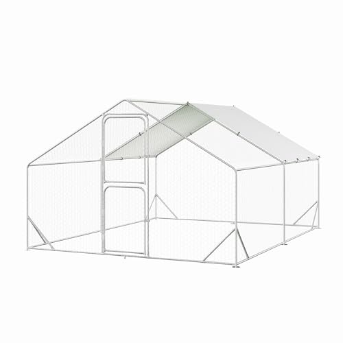 Chicken Runs for Yard with Cover, Large Metal Chicken Coop, 9.8x13.1x6.6FT Chicken Pen with Waterproof and Anti-UV Cover, Walk-in Poultry Cage for Yard Outdoor Duck Rabbit Cage - color: 9.8' W x 13.1' L x 6.6' H, size: 9.8' W x 13.1' L x 6.6' H
