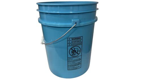 House Naturals 5 Gallon Food Grade BPA Free Bucket Pail with Air Tight Double Gasket Screw on Lid (Pack of 2) Light Blue and Green containers with White lids