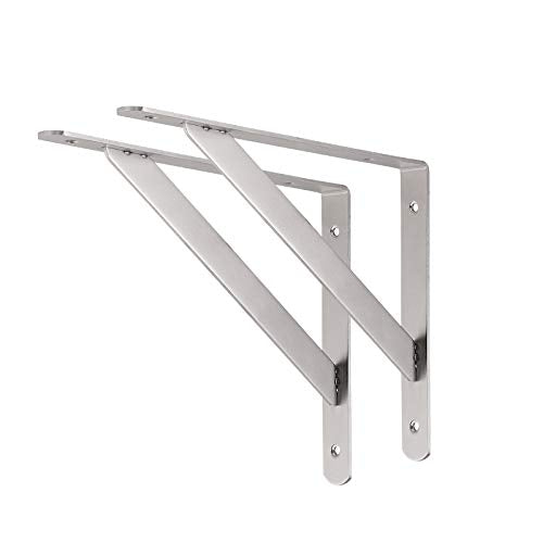 CLT Shelf Bracket, 10” Max Load: 220 lb Heavy Duty Stainless Steel Bracket for Table Bench, Space Saving DIY Bracket, Pack of 2 - color: Silver, size: 10 Inch