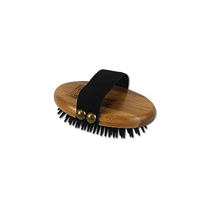 Bamboo Groom Curry Brush with Rubber Bristles for Pets - style: Curry Brush with Rubber Bristles