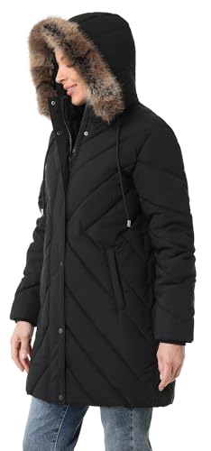 Women's Winter Coat Long Puffer Jacket - Waterproof Warm Thickened Snow Coat for Women - color: Black, size: XX-Large