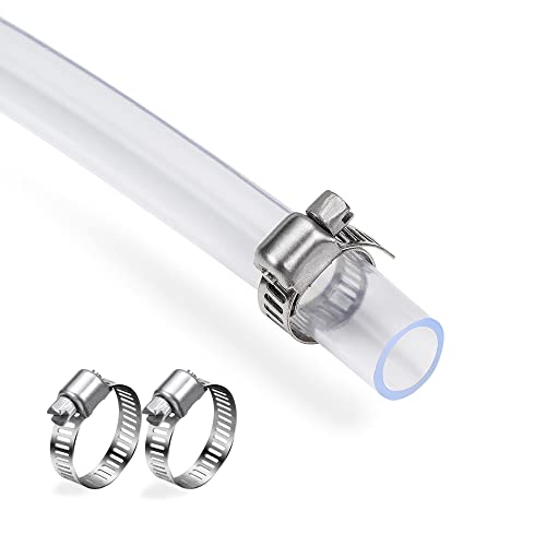 DAVCO 3/4" ID - 5 ft Clear Vinyl Tubing, Low Pressure Flexible PVC Tube, Heavy Duty UV Chemical Resistant Lightweight Plastic Vinyl Hose, BPA Free and Non Toxic, with 2 Stainless Clamps - size: 3/4"ID, style: 5 Feet