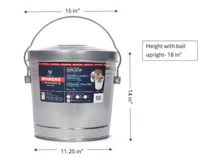 Behrens 6 Gallon Galvanized Steel Storage Can or Waste Bin w/Locking Lid & Handle (2 can, 2 Red Grip) - size: 2 Buckets, style: 2 Red Grips