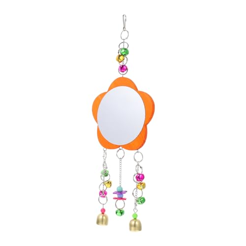 Hanging Chicken Mirror for Birds and Parrots Rooster Plaything with Acrylic Reflective Surface Stainless Steel and Wood Construction Fun Gnawing and Cage Decoration for Coop Garden